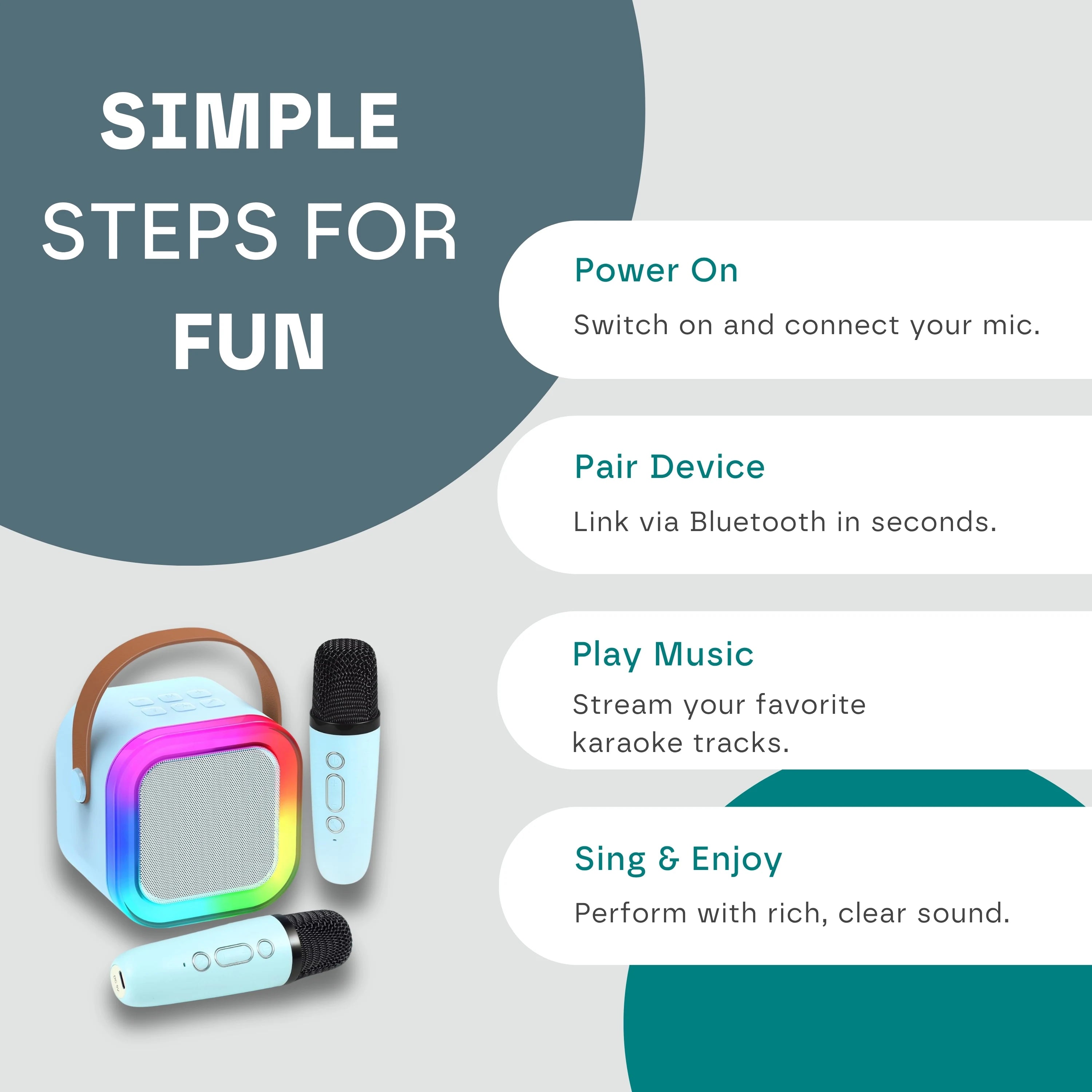 Mini Karaoke Machine β Kids & Adults w/2 Wireless Mics