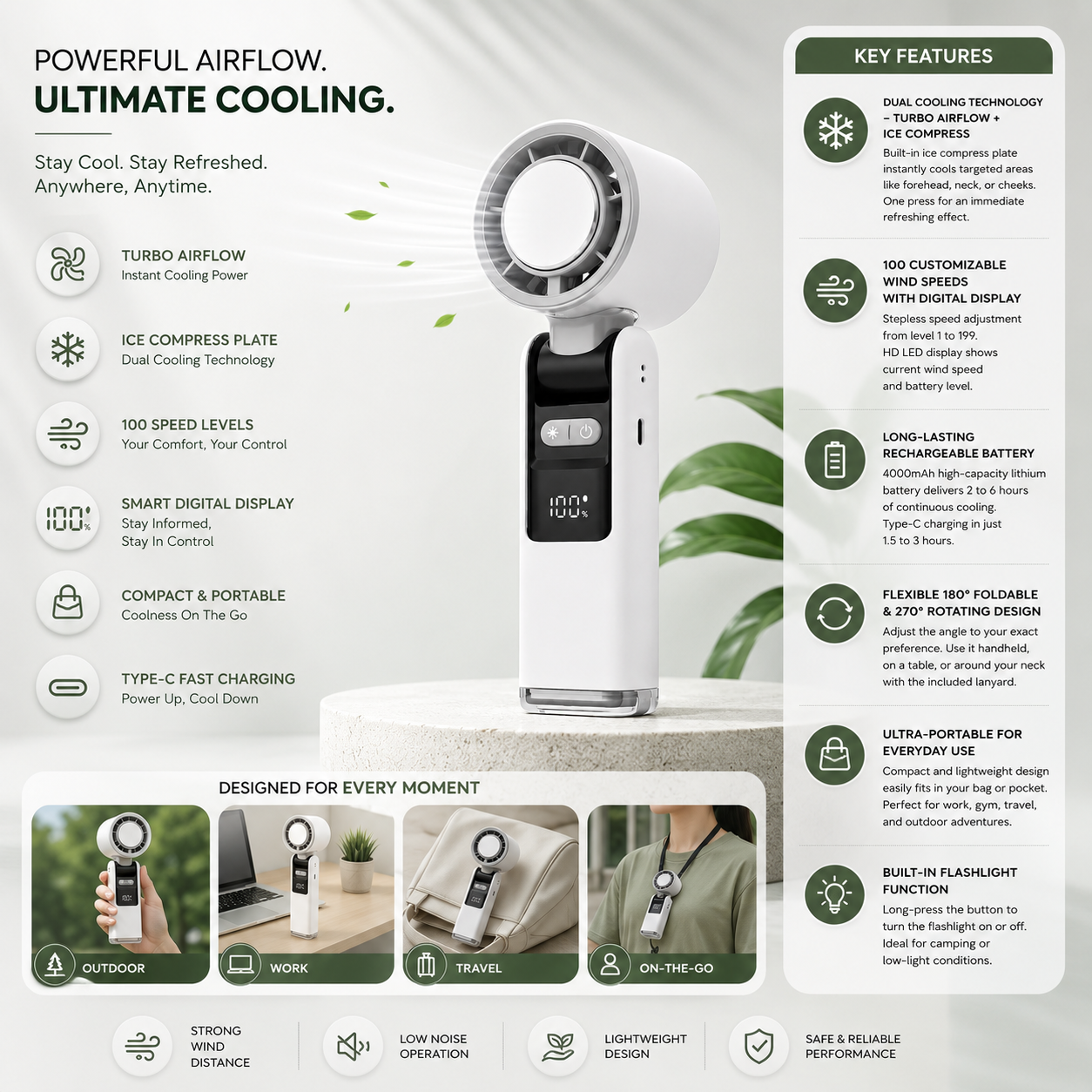 Puralex Portable Turbo Fan with Cooling Plate