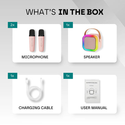Mini Karaoke Machine – Kids & Adults w/2 Wireless Mics