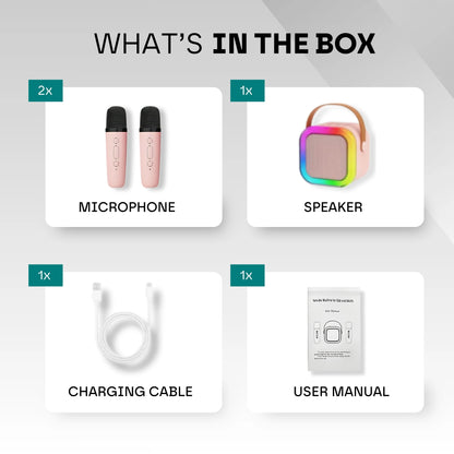 Mini Karaoke Machine – Kids & Adults w/2 Wireless Mics