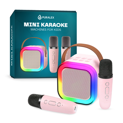 Mini Karaoke Machine – Kids & Adults w/2 Wireless Mics