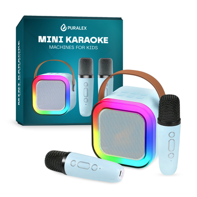Mini Karaoke Machine – Kids & Adults w/2 Wireless Mics