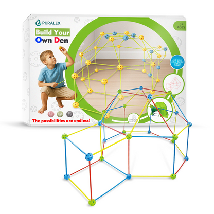 Kids DIY Fort Building Kit - 72Pcs or 144Pcs DIY - STEM Play House, Secret Base